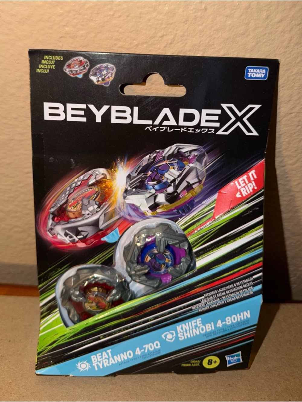 Takara Tomy  2 Pack - Beyblade X Beat Tyranno 4-70Q  &  Knife Shinobi 4-80HN